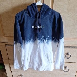 Hollister Navy and White Ombre Hoodie